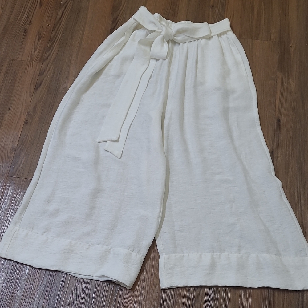 THE ODELL .Cream‎ Wide-Leg Pants with Tie Waist used good condition ziseM.